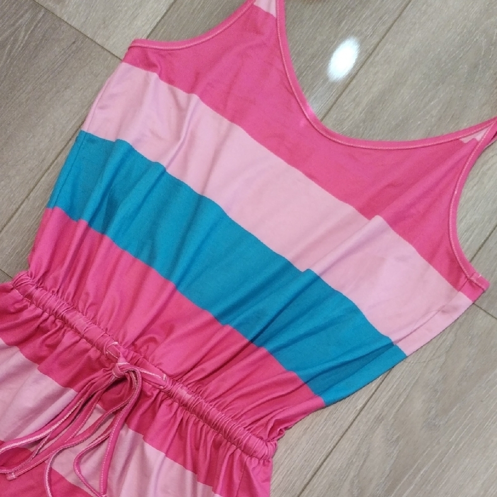Pink and Blue Striped Sleeveless Dress - Picture 5 of 9